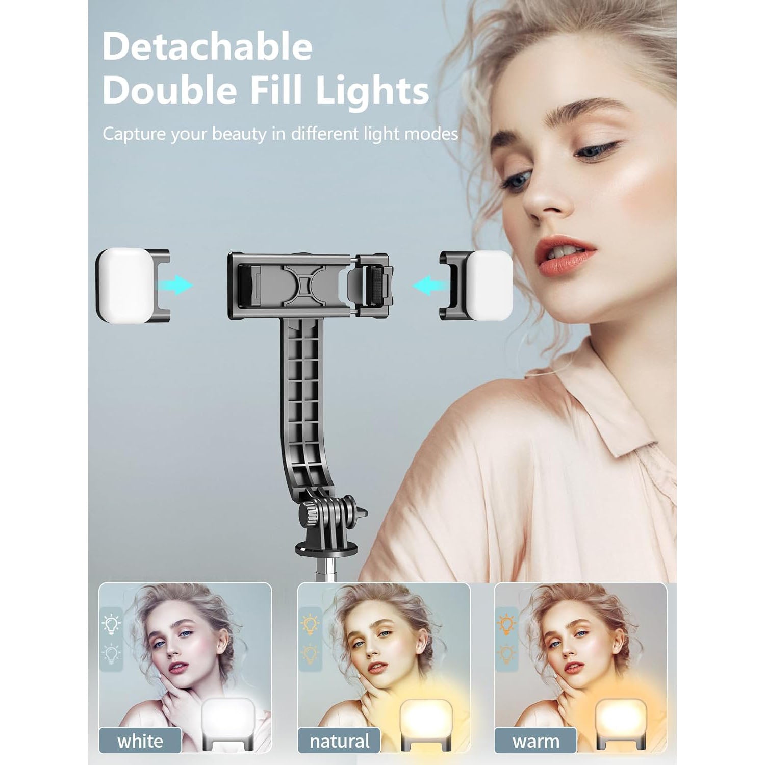 Selfie Stick Tripod with Light, 45'' Selfie Stick with Wireless Remote, Portable Phone Tripod Compatible with iP 16/15 Pro Max/15/14 Pro/14/13, Samsung S22/ S23 Ultra/Android Smartphone