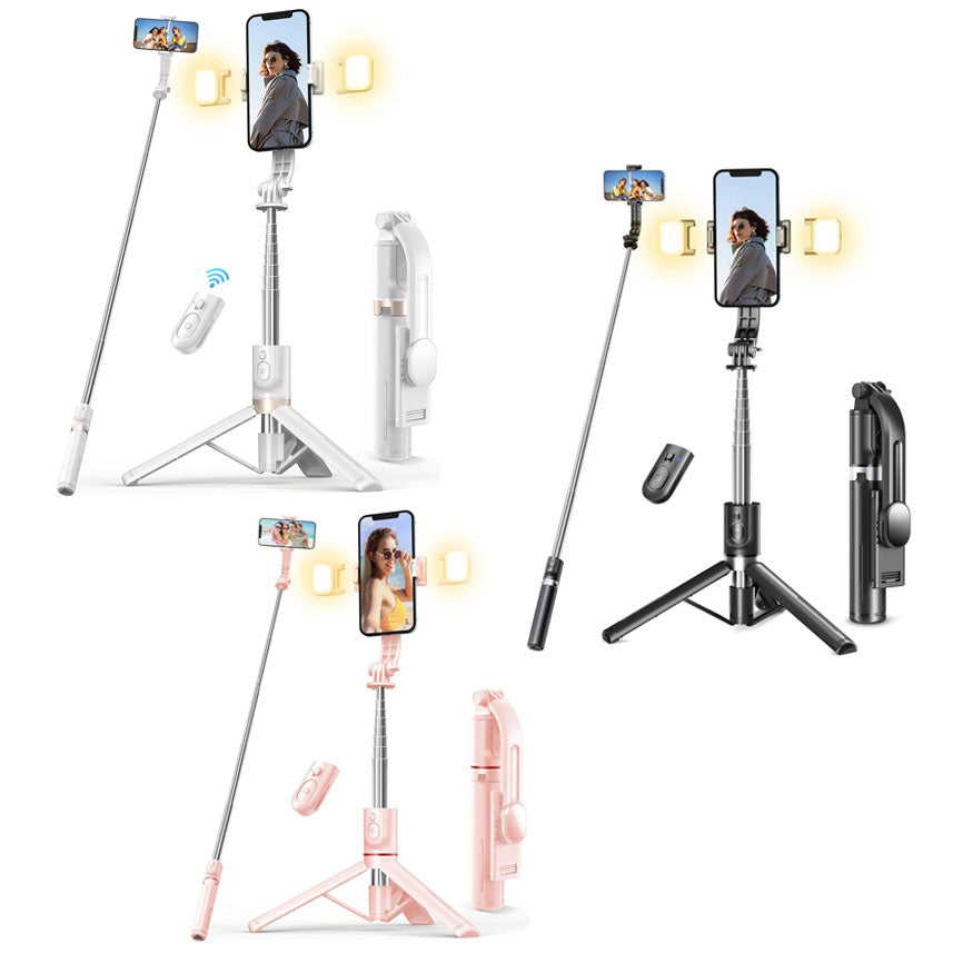 Selfie Stick Tripod with Light, 45'' Selfie Stick with Wireless Remote, Portable Phone Tripod Compatible with iP 16/15 Pro Max/15/14 Pro/14/13, Samsung S22/ S23 Ultra/Android Smartphone