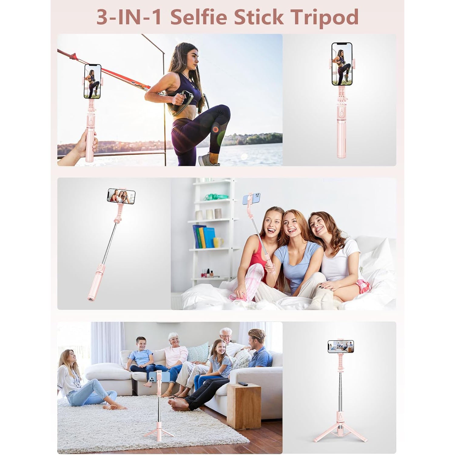 Selfie Stick Tripod with Light, 45'' Selfie Stick with Wireless Remote, Portable Phone Tripod Compatible with iP 16/15 Pro Max/15/14 Pro/14/13, Samsung S22/ S23 Ultra/Android Smartphone