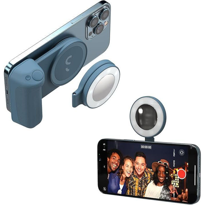 ShiftCam SnapPocket Light - LED Selfie Ring Light with Four Brightness Settings and Built in Battery - Magnetic Mount Snaps on to Any Phone - Flippable Design