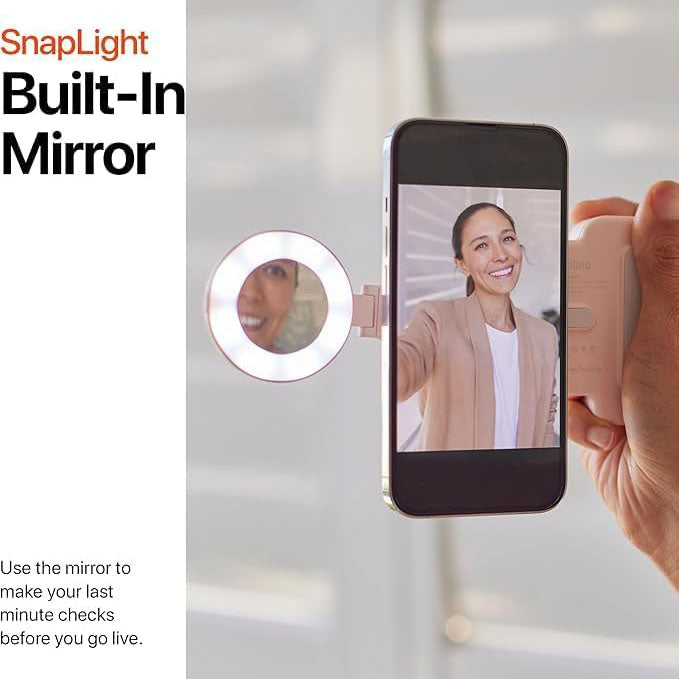 ShiftCam SnapPocket Light - LED Selfie Ring Light with Four Brightness Settings and Built in Battery - Magnetic Mount Snaps on to Any Phone - Flippable Design