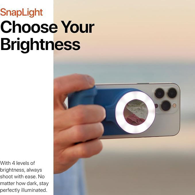 ShiftCam SnapPocket Light - LED Selfie Ring Light with Four Brightness Settings and Built in Battery - Magnetic Mount Snaps on to Any Phone - Flippable Design