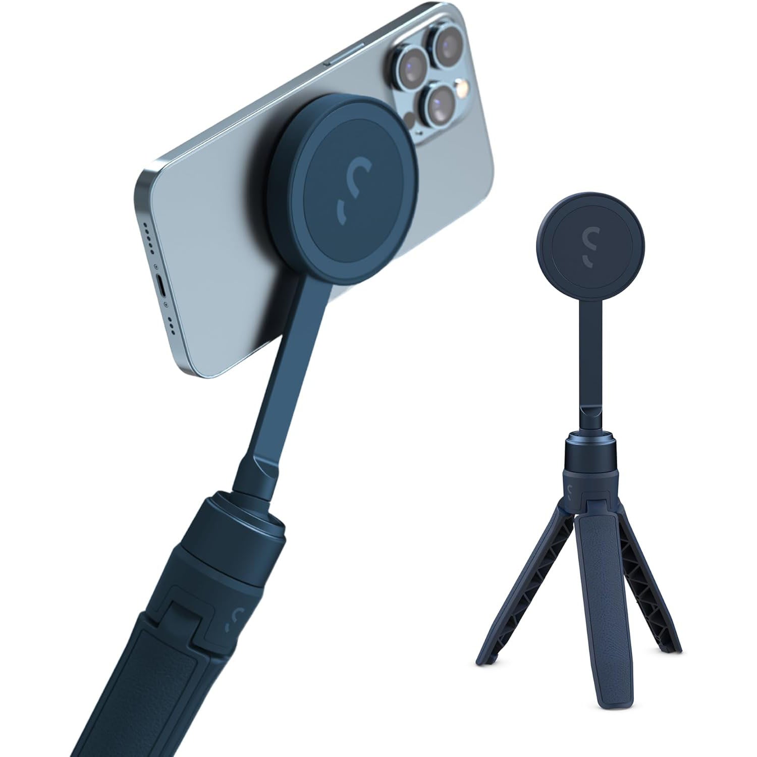 ShiftCam SnapPod - Video Selfie Stick and Tripod - Magnetic Mount Snaps on to Any Phone - Tiltable Design | Abyss Blue