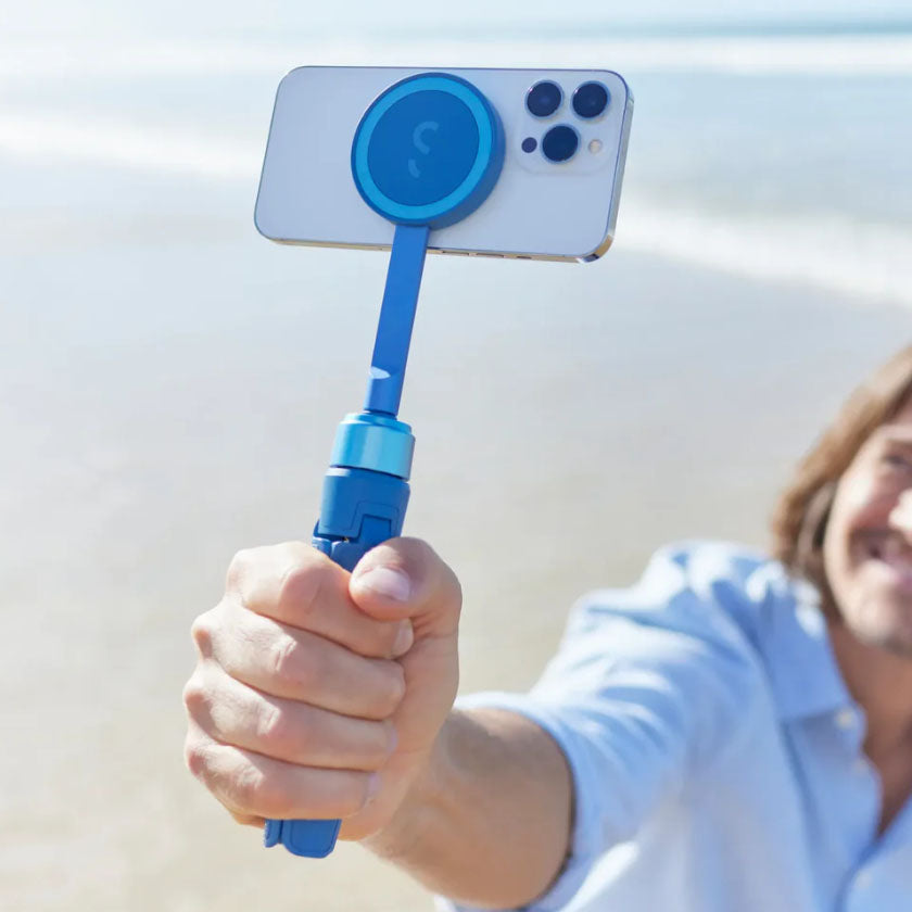 ShiftCam SnapPod - Video Selfie Stick and Tripod - Magnetic Mount Snaps on to Any Phone - Tiltable Design | Abyss Blue
