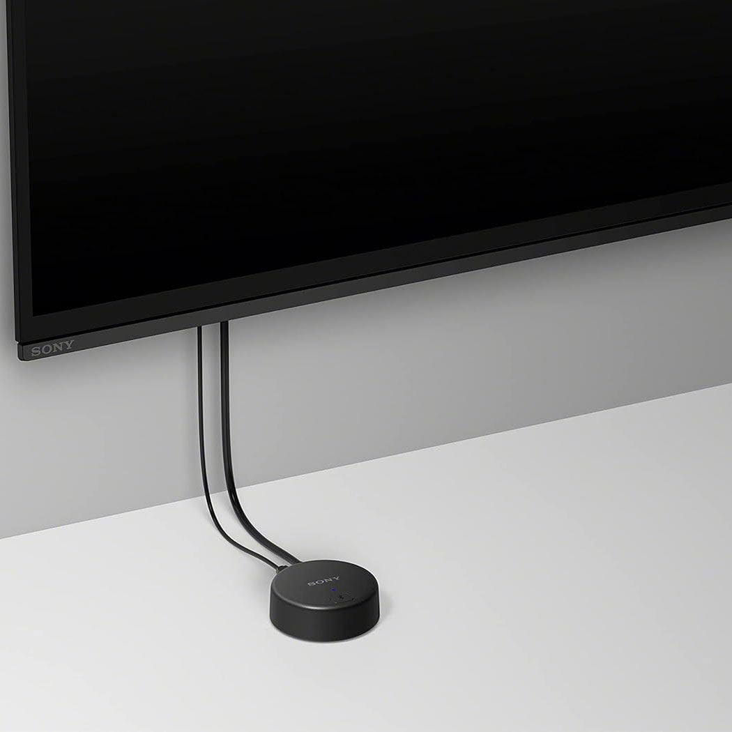Sony WLA-NS7 Wireless Bluetooth Transmitter - Dolby Atmos Surround Sound on Sony Headphones and BRAVIA TVs, Bluetooth, USB and Optical Cable Connection, 360 Spatial Sound Personalizer, Black