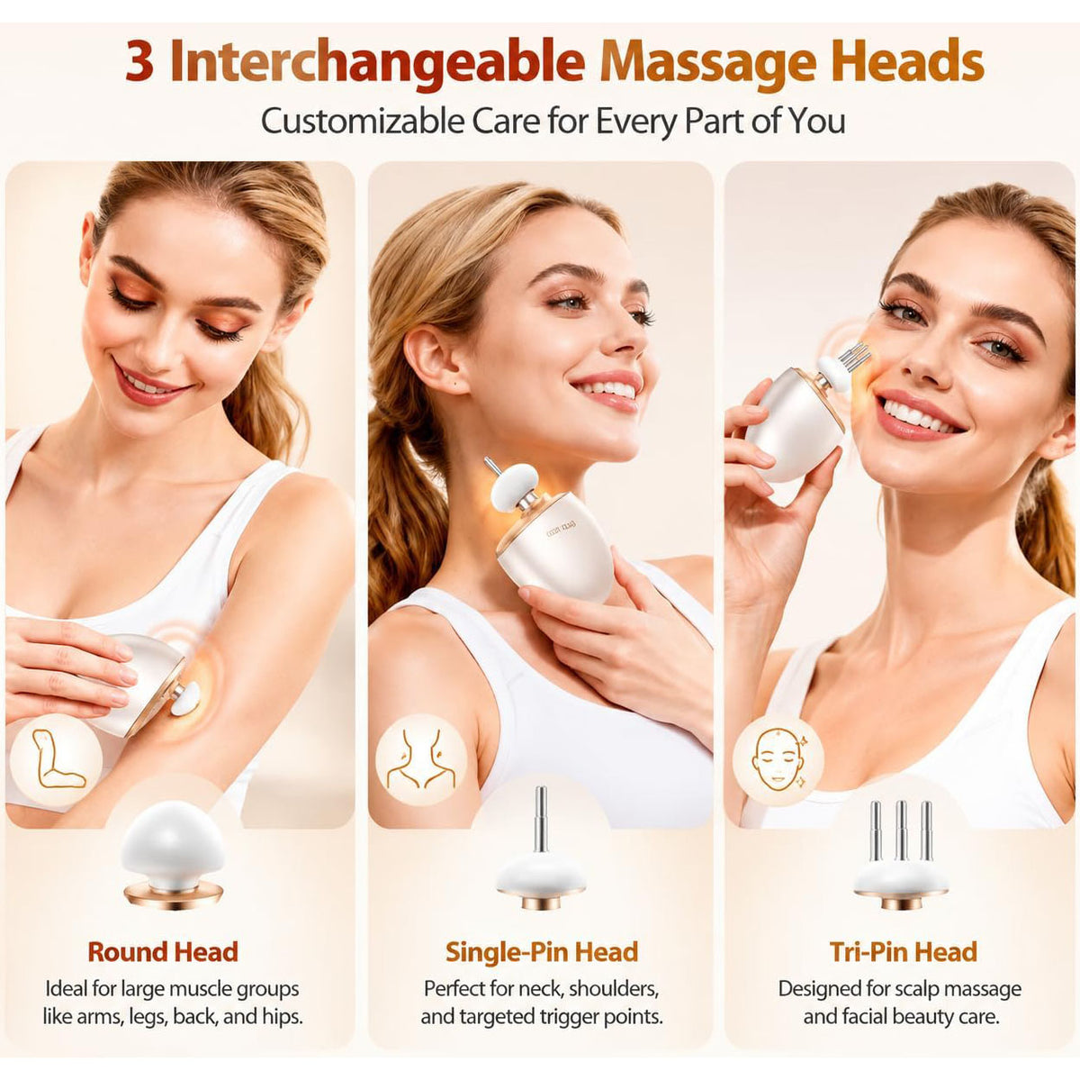 Qepi Tiuo Super Mini 3 in 1 Massage Gun for Muscle Relaxation, Scalp Relief and Facial Beauty, Portable for Outdoor/Gym/Home, Quality Gift