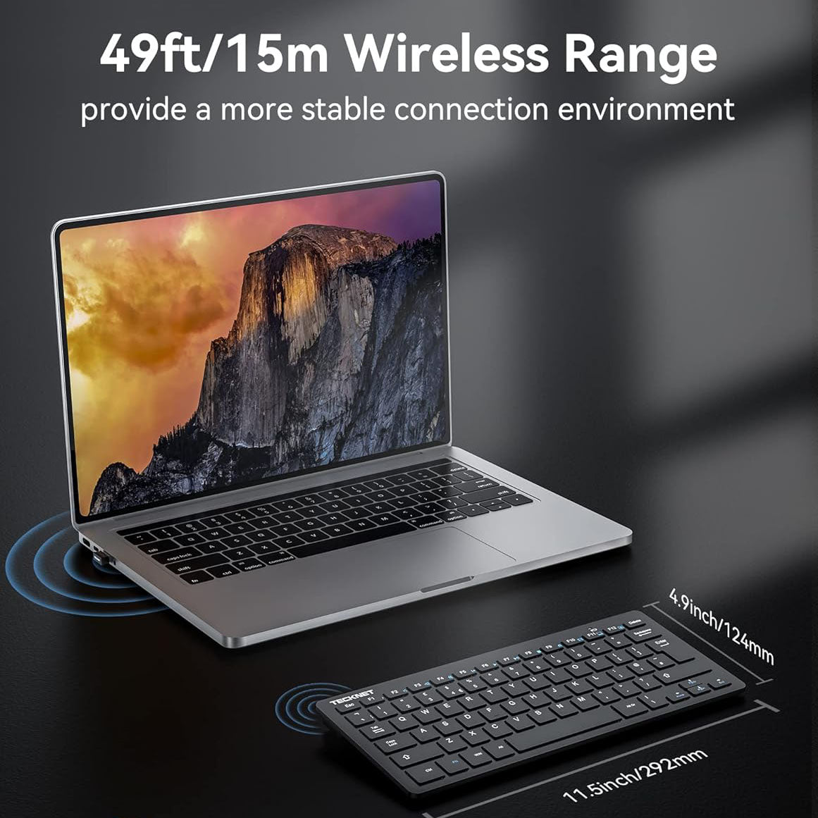 TECKNET 2.4G Wireless Keyboard For Windows/Chrome OS, UK Layout Compact Mini Keyboards, Small Silent Whisper-Quiet Keyboard | X315