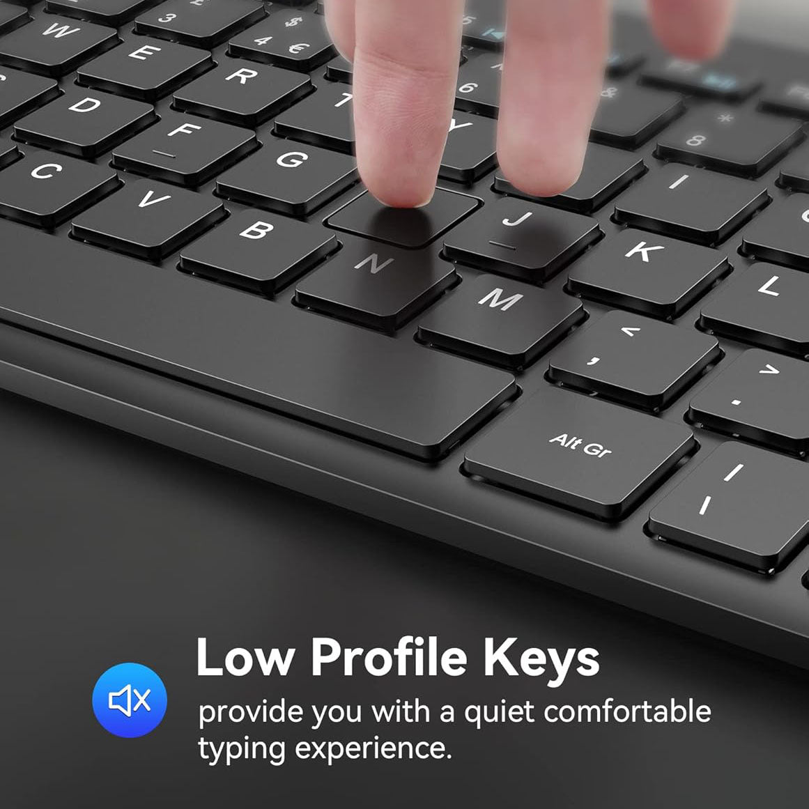 TECKNET 2.4G Wireless Keyboard For Windows/Chrome OS, UK Layout Compact Mini Keyboards, Small Silent Whisper-Quiet Keyboard | X315