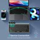 TECKNET Bluetooth Wireless Keyboard - Small Compact Rechargeable 2.4GHz USB Keyboard with 500mAh Battery Capacity for 3 Devices, Widely Compatible with Laptop, PC, UK Layout, TK-KB008