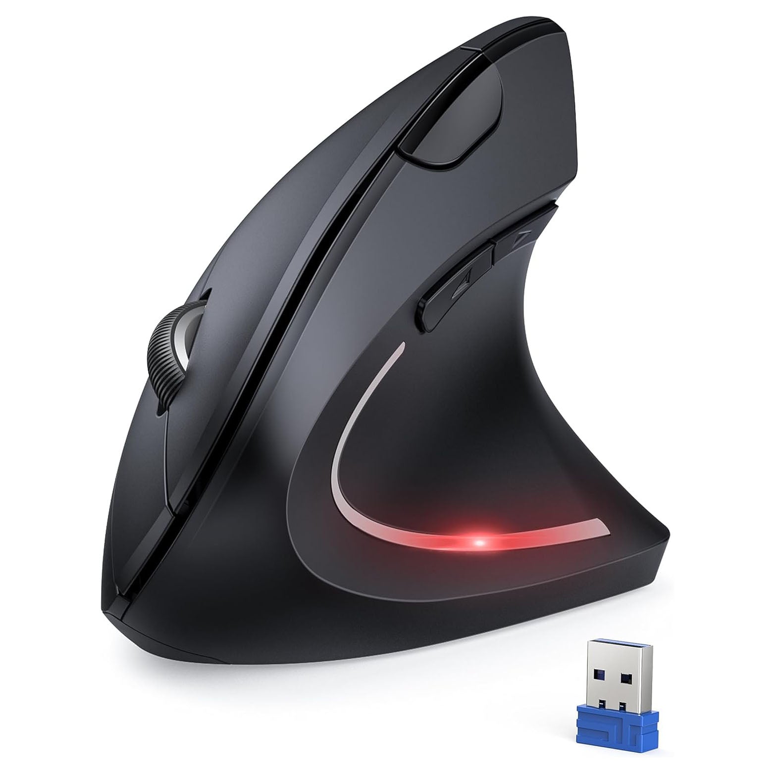 TECKNET Ergonomic Wireless Vertical Mouse, 4800 DPI with 5 Adjustable Levels, 2.4GHz Optical, 6 Buttons for Laptop, Desktop, PC, M-ac - Black