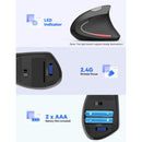 TECKNET Ergonomic Wireless Vertical Mouse, 4800 DPI with 5 Adjustable Levels, 2.4GHz Optical, 6 Buttons for Laptop, Desktop, PC, M-ac - Black