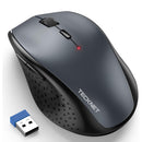 TECKNET Wireless Mouse, 2.4G USB Computer Mouse with 6-Level Adjustable 4800 DPI, Silent Quiet Click, Ergonomic Grips, 6 Buttons Portable for PC, Chromebook, Mac - Grey