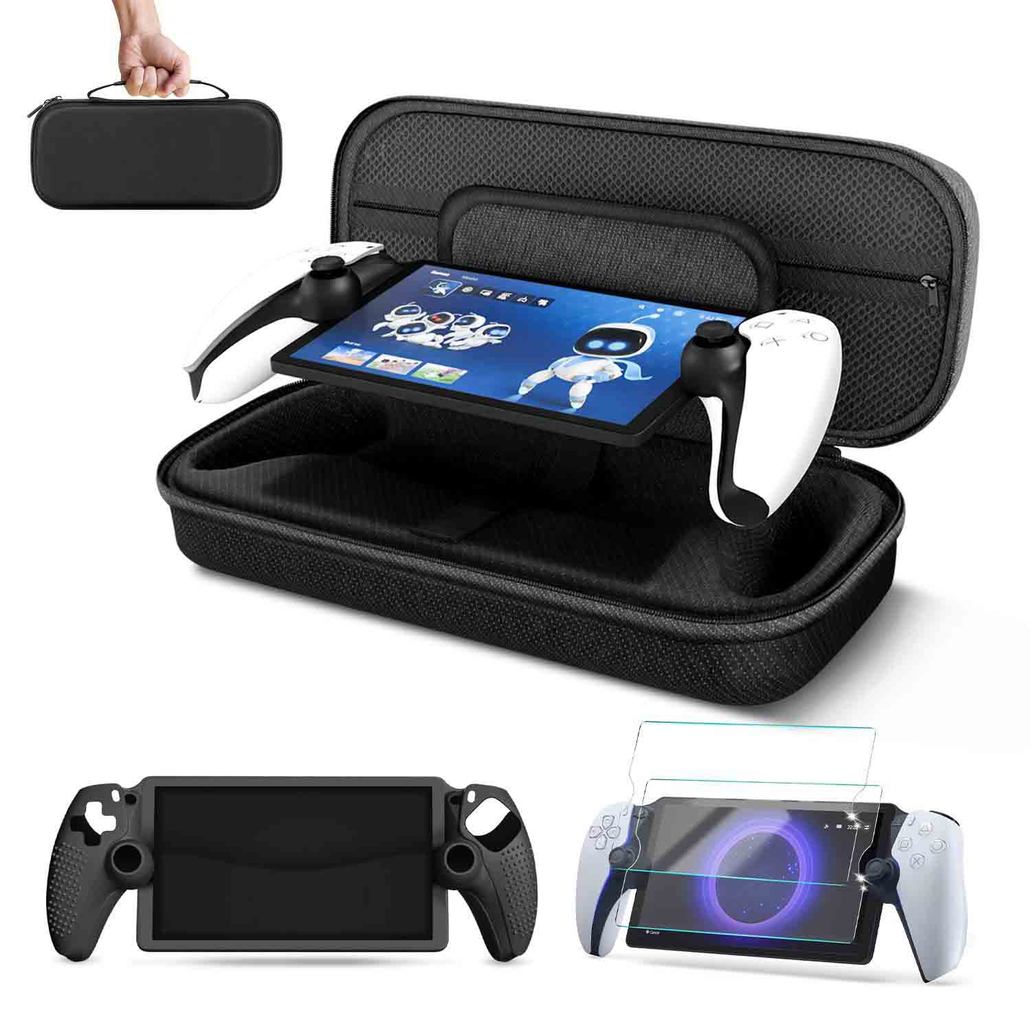 TNP 3-in-1 PlayStation Portal Carrying Case with 2 Screen Protectors and silicone cover