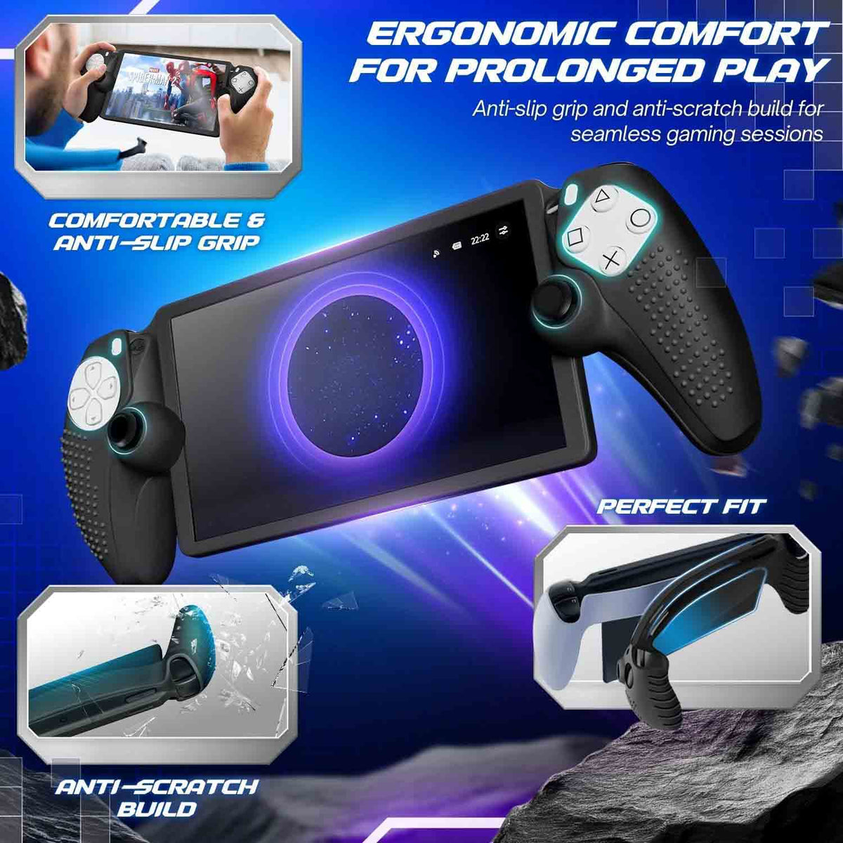TNP 3-in-1 PlayStation Portal Carrying Case with 2 Screen Protectors and silicone cover