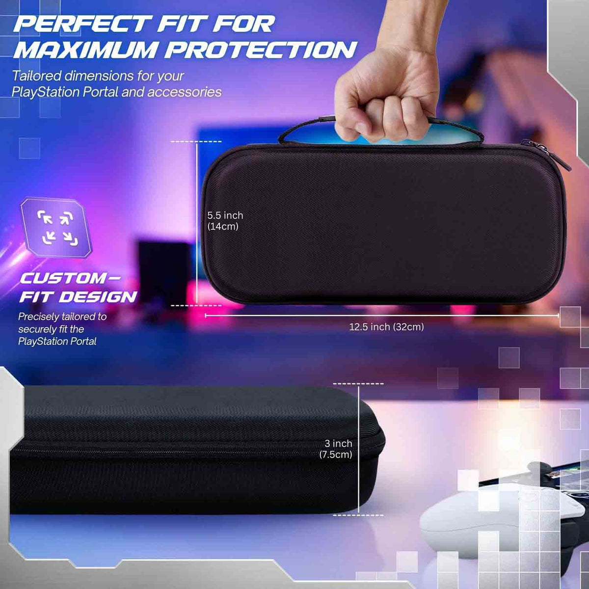 TNP 3-in-1 PlayStation Portal Carrying Case with 2 Screen Protectors and silicone cover