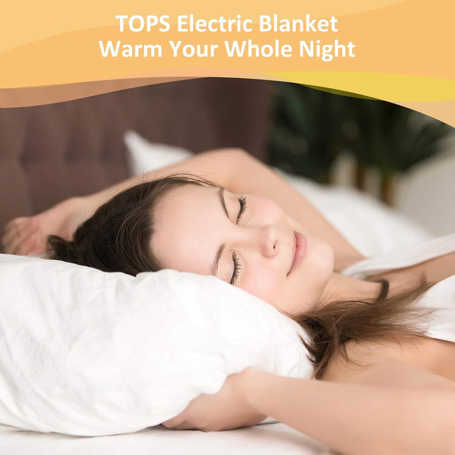 TOPS Electric Blanket Double Heated Underblanket 160 x 140cm, 3 Heat Settings, 3 Levels of Auto-off Timer, Overheat Protection, Machine Washable, Warm Polyester Bed Warmer
