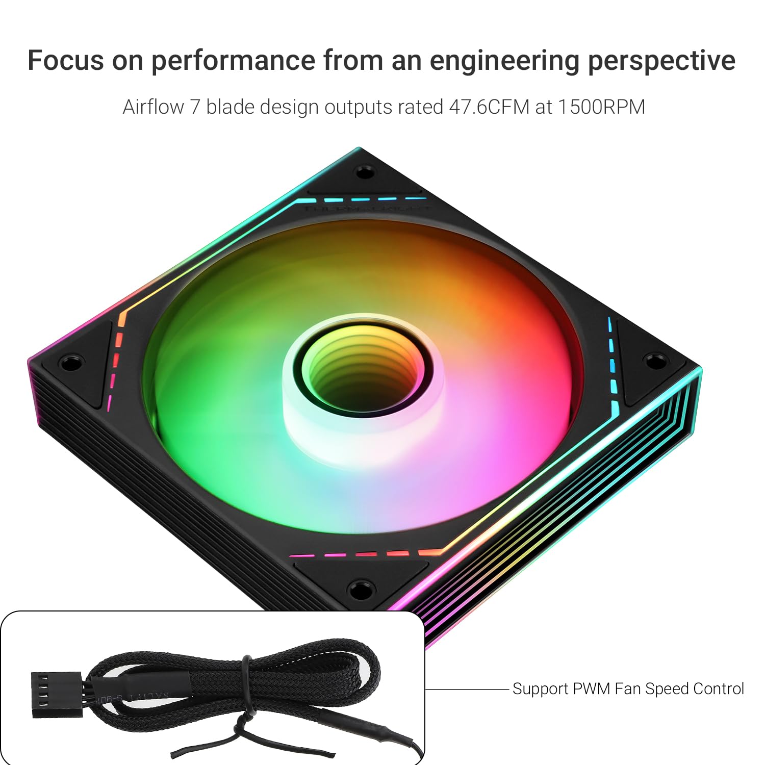 Thermalright TL-M12-S Case Fan 120mm ARGB CPU Cooler Fan Comes with ARGB Mirror Light Effect,PC PWM Silent Fan with 1500RPM Speed