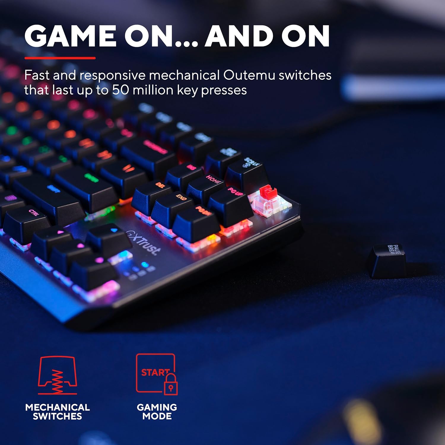 GXTrust Gaming Callaz TKL Mechanical Gaming Keyboard with UK Layout, Compact Tenkeyless Design (80%), Outemu Switches, Multicolour LED Lighting, USB Mechanical Keyboard for PC, Laptop