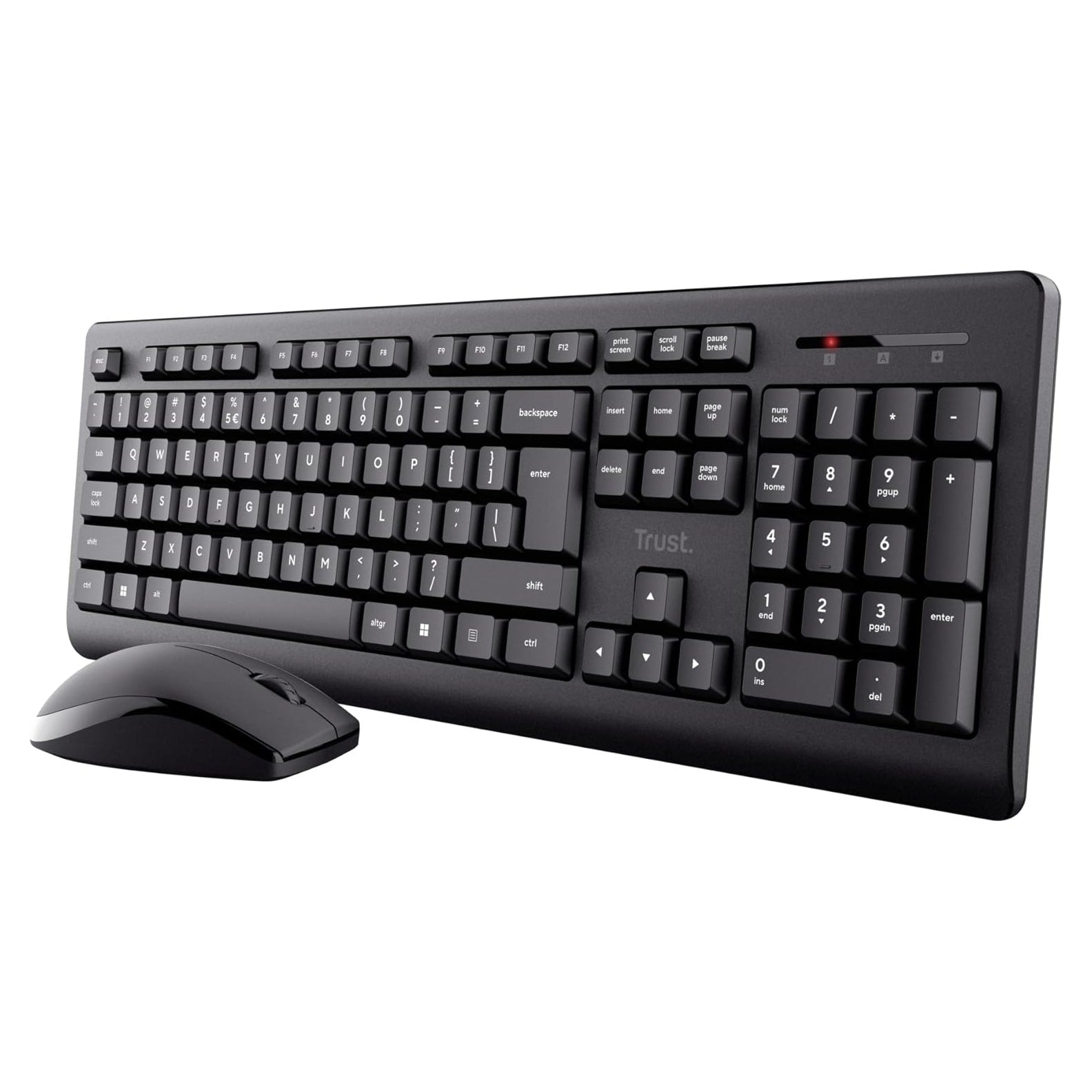 Trust Primo Wireless Keyboard and Mouse Set QWERTY UK Layout, Low Profile Keys, Spill-Resistant, One USB Receiver, Ambidextrous Wireless Mouse, Home Office Combo for PC Laptop