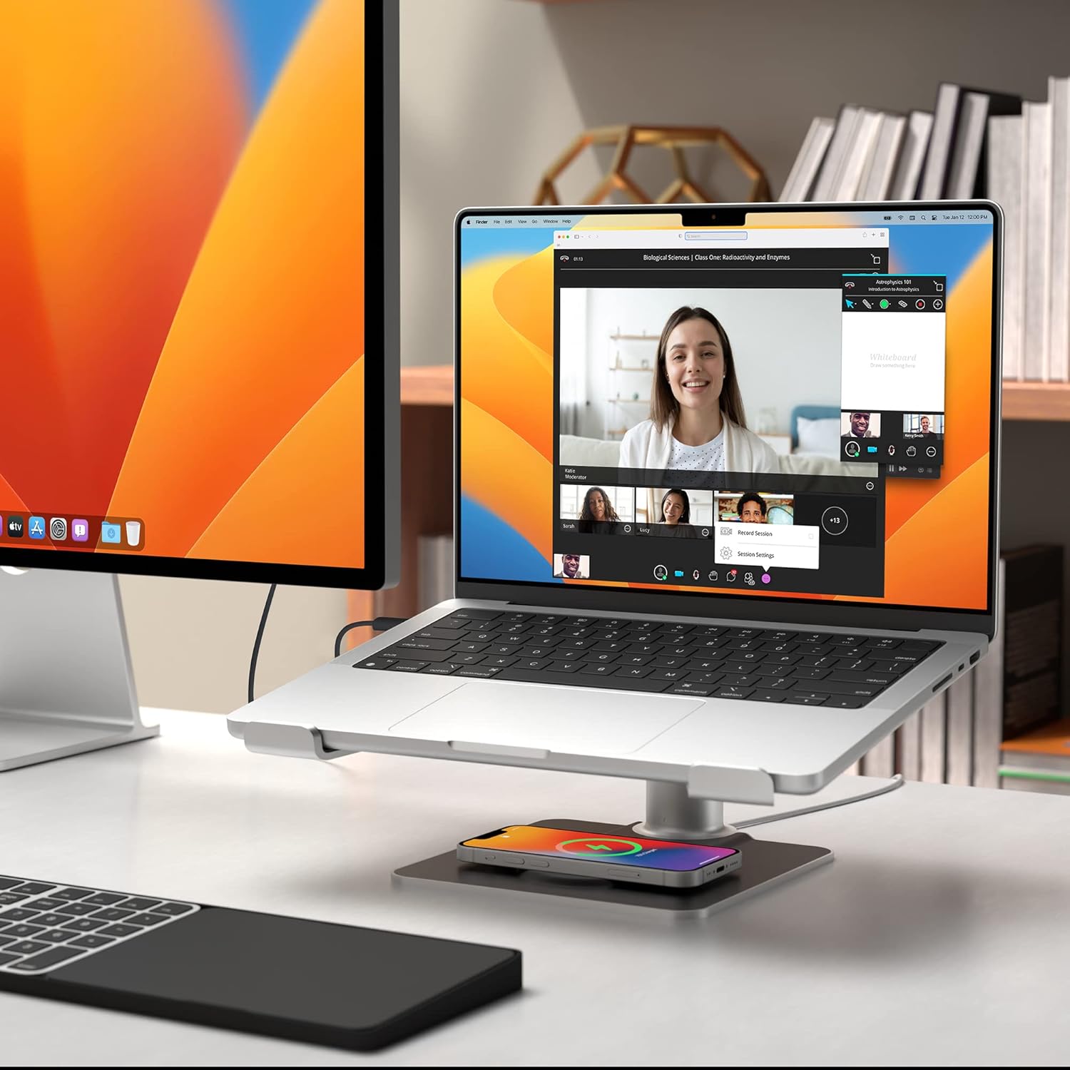 Twelve South HiRise Pro Adjustable Aluminium Stand for Macbook with MagSafe Wireless Charging Pad for iPhone or Airpods