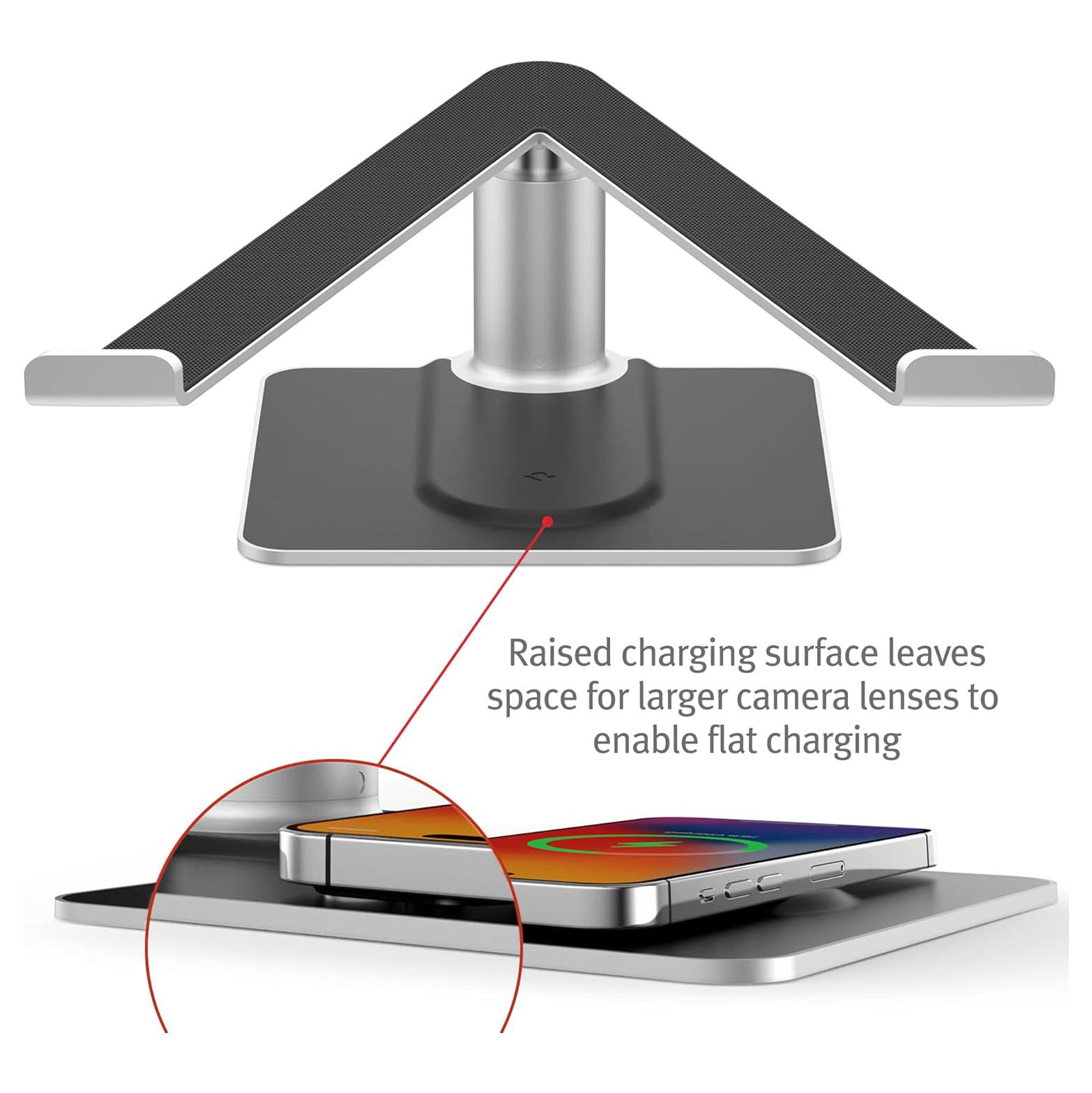 Twelve South HiRise Pro Adjustable Aluminium Stand for Macbook with MagSafe Wireless Charging Pad for iPhone or Airpods