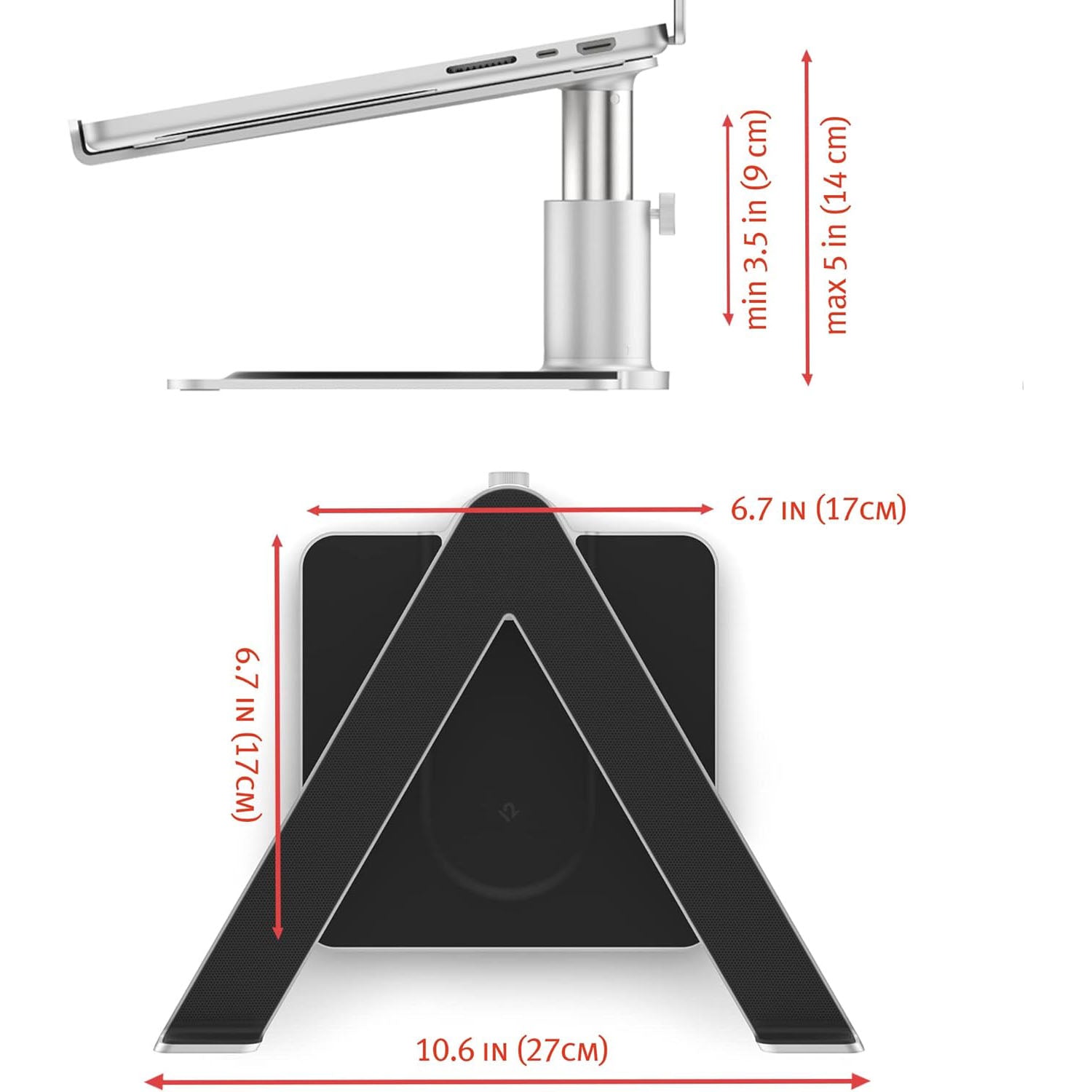Twelve South HiRise Pro Adjustable Aluminium Stand for Macbook with MagSafe Wireless Charging Pad for iPhone or Airpods