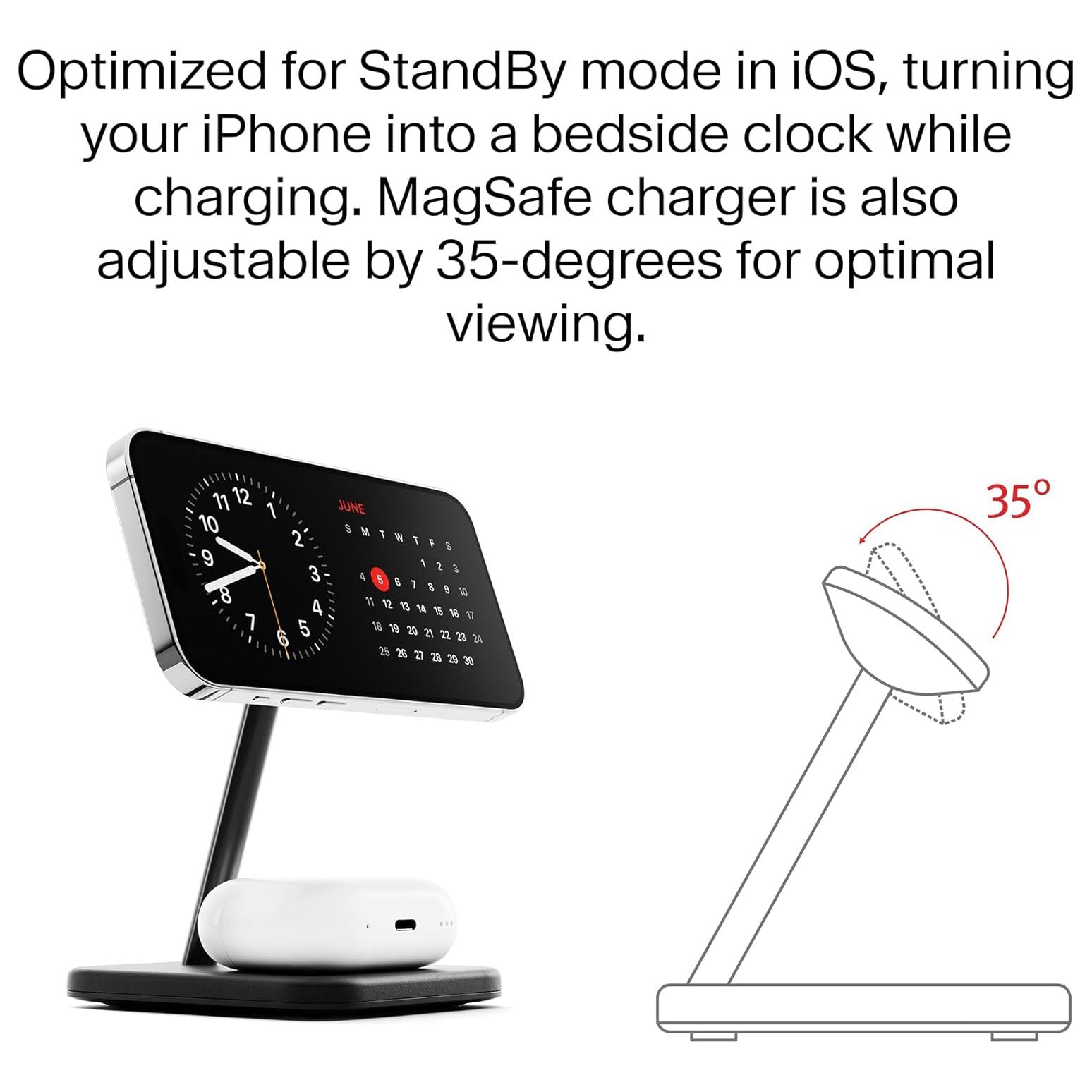 Twelve South HiRise 2 Deluxe 2-in-1 Qi2 MagSafe Fast Wireless Charging Stand