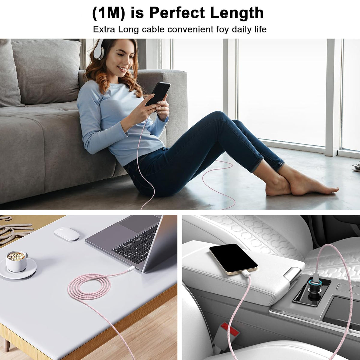 Txtcu USB C To C PD60W Charging Cable Data Transfer & Power Delivery Wire For iPhone  (1M)