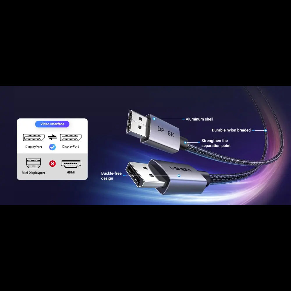 UGREEN DisplayPort To DisplayPort Cable 4K@240HZ 3D (3.3ft/1M)