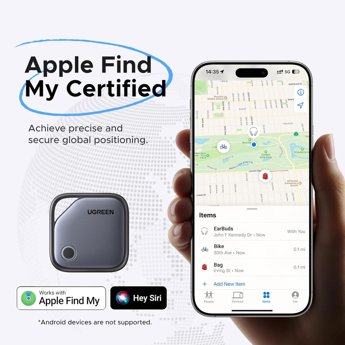 UGREEN FineTrack Air Tracker Tags (iOS Only) 4 Pack Key Finder Bluetooth Tracker 2-Year Replaceable Battery Compatible with Apple Find My for Keys, Luggage [Apple Find My Certified]
