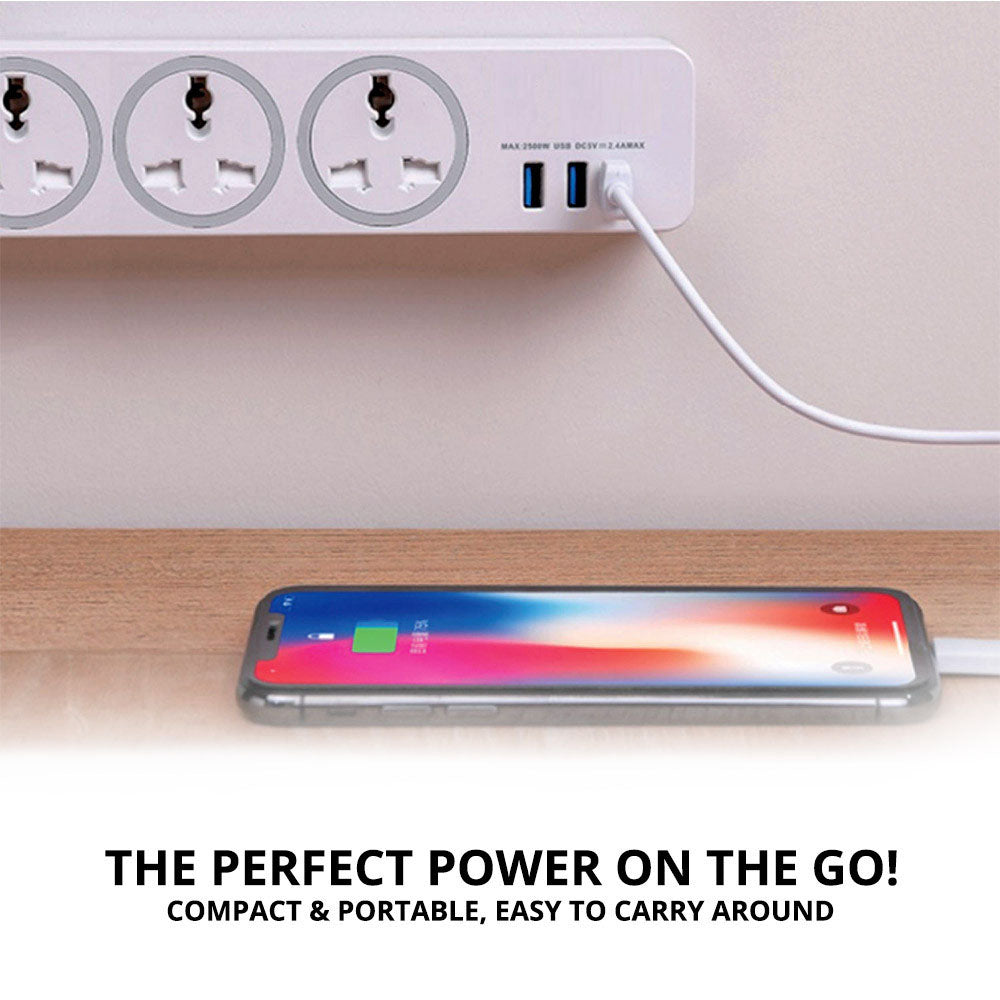 URbantin 3 Way Outlets Extension Lead with 3 USB Slots, Power Extension Socket