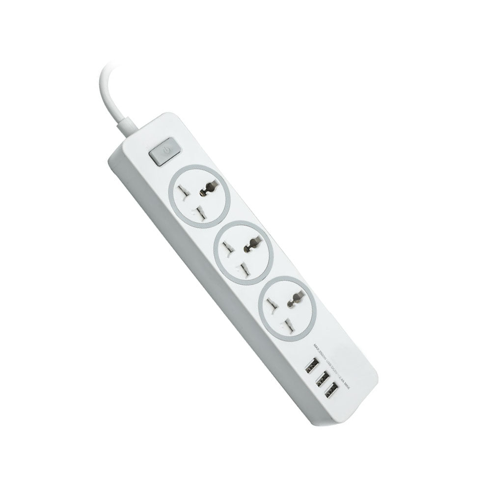 URbantin 3 Way Outlets Extension Lead with 3 USB Slots, Power Extension Socket