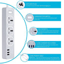 URbantin 3 Way Outlets Extension Lead with 3 USB Slots, Power Extension Socket