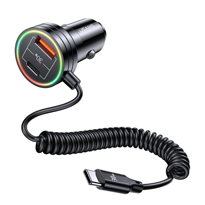 USAMS US-CC167 C33 60W Spring Cable Car Charger