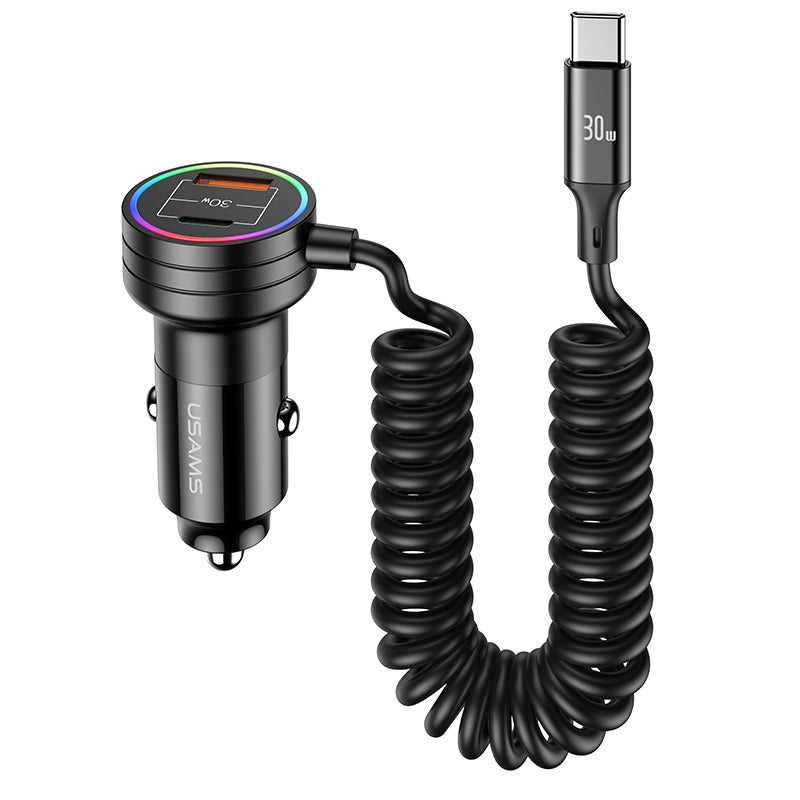USAMS US-CC167 C33 60W Spring Cable Car Charger