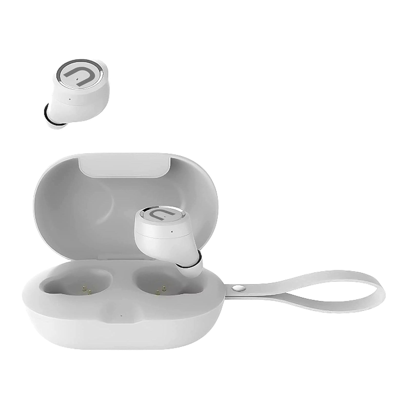 Unosounds Ubuds+ True Wireless Bluetooth 5.0 Earbuds + Improved Data Rate 60 Hours Standby / Hands-Free Calling / Automatic Pairing / Environmental Noise Cancellation - White