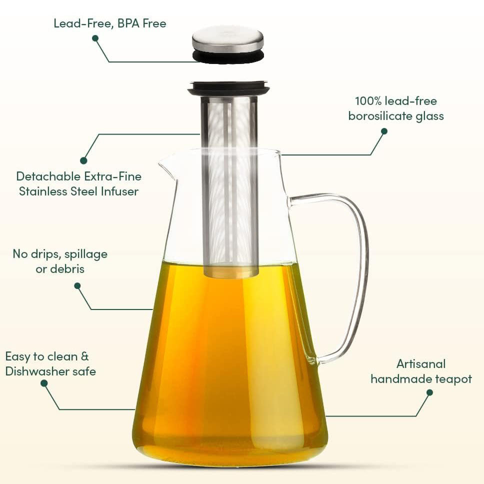 VAHDAM Teas Luminous Glass Pitcher Borosilicate Glass 1500ml / 50.7 oz
