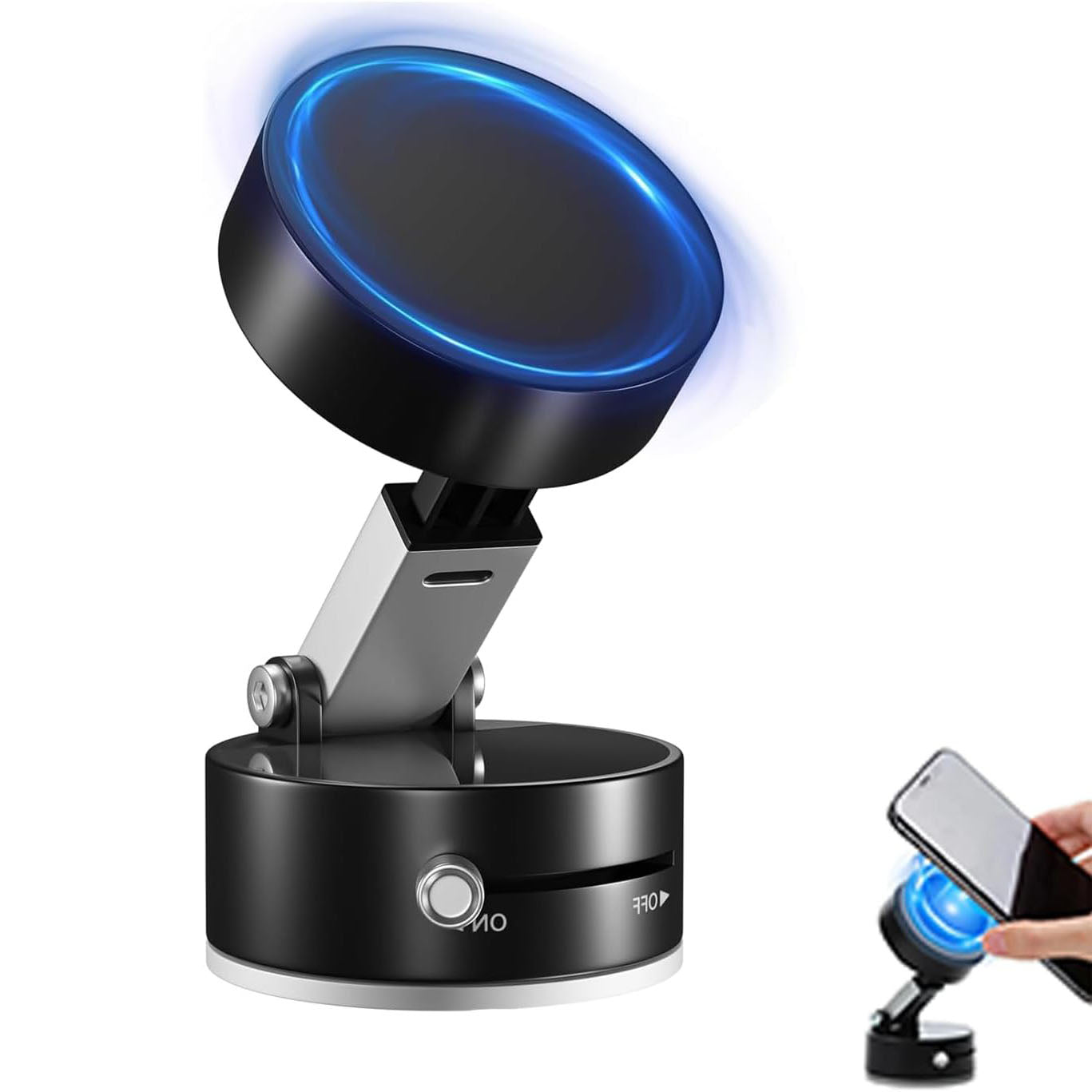 Uceento Vacuum Magnetic Phone Holder, Suction Cup Phone Mount, Foldable Strong Magnetic Cell Phone Holder for Car/Gym/Mirror/Smooth Surface, Compatible with Magsafe iPhon