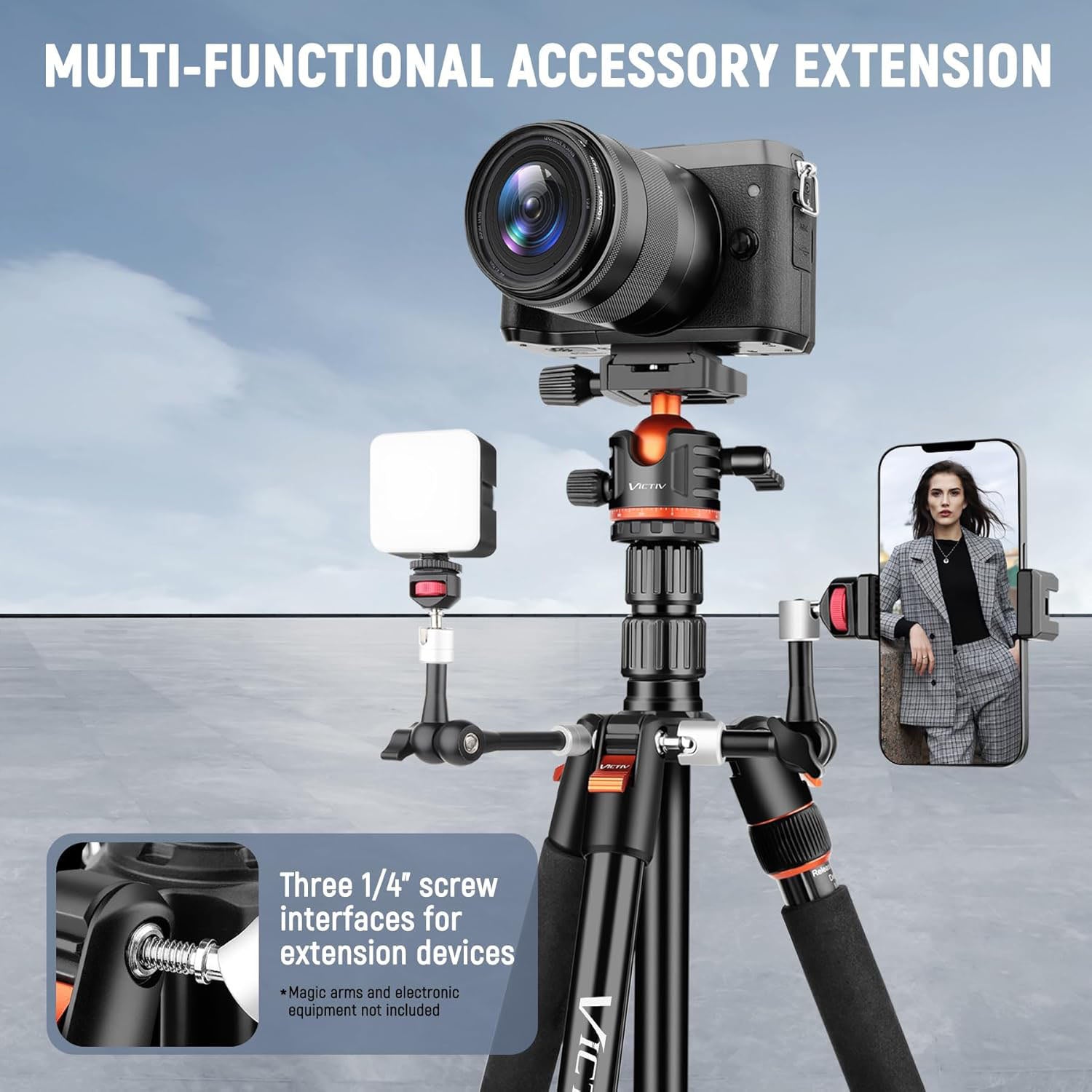 Victiv 78"/ 198cm Camera Tripod for Canon Sony Nikon, DSLR Tripod Lightweight with Monopod for Travel, Compact Tripods with Ball Head and Phone Holder, Tall Camera Stand Max Load 8kg