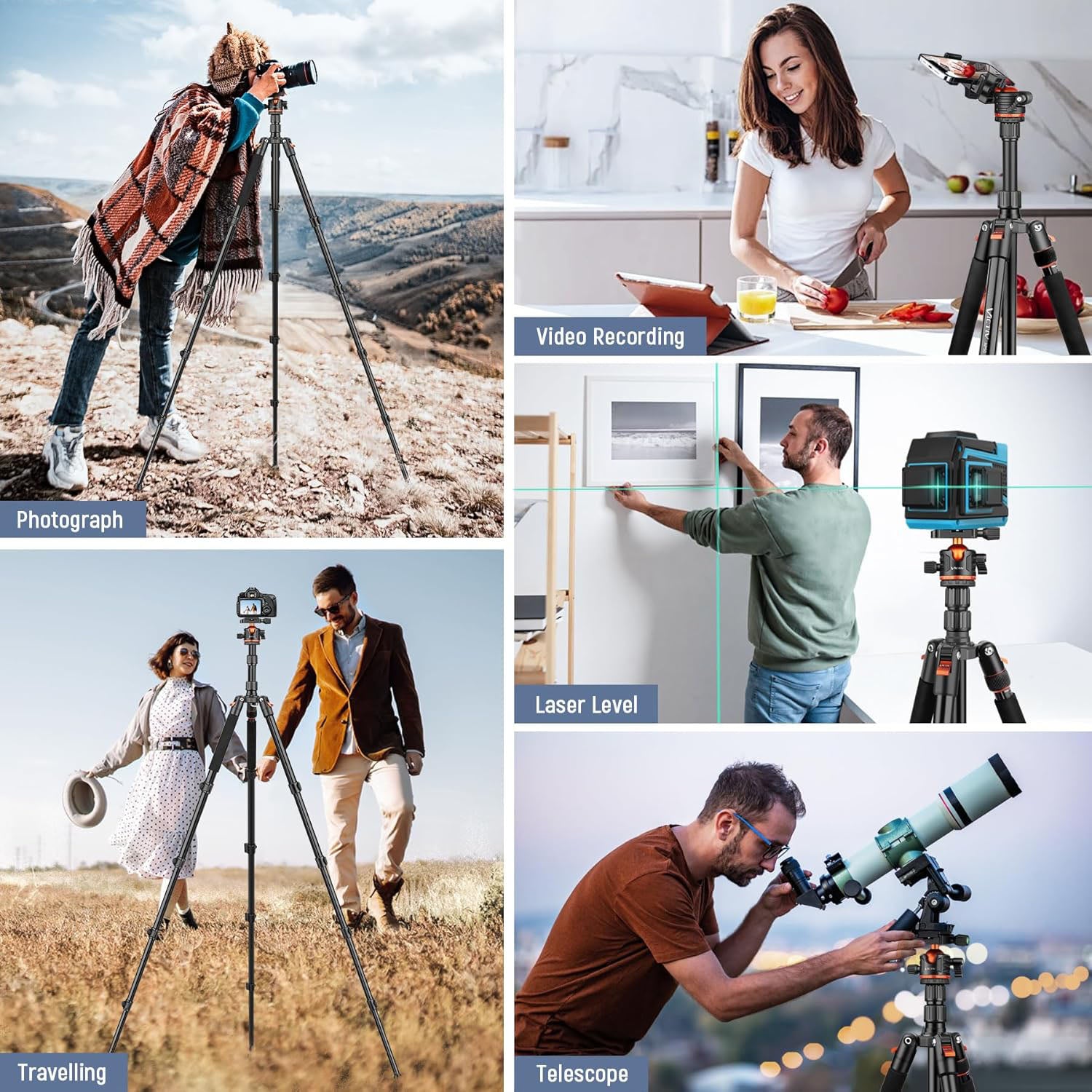 Victiv 78"/ 198cm Camera Tripod for Canon Sony Nikon, DSLR Tripod Lightweight with Monopod for Travel, Compact Tripods with Ball Head and Phone Holder, Tall Camera Stand Max Load 8kg