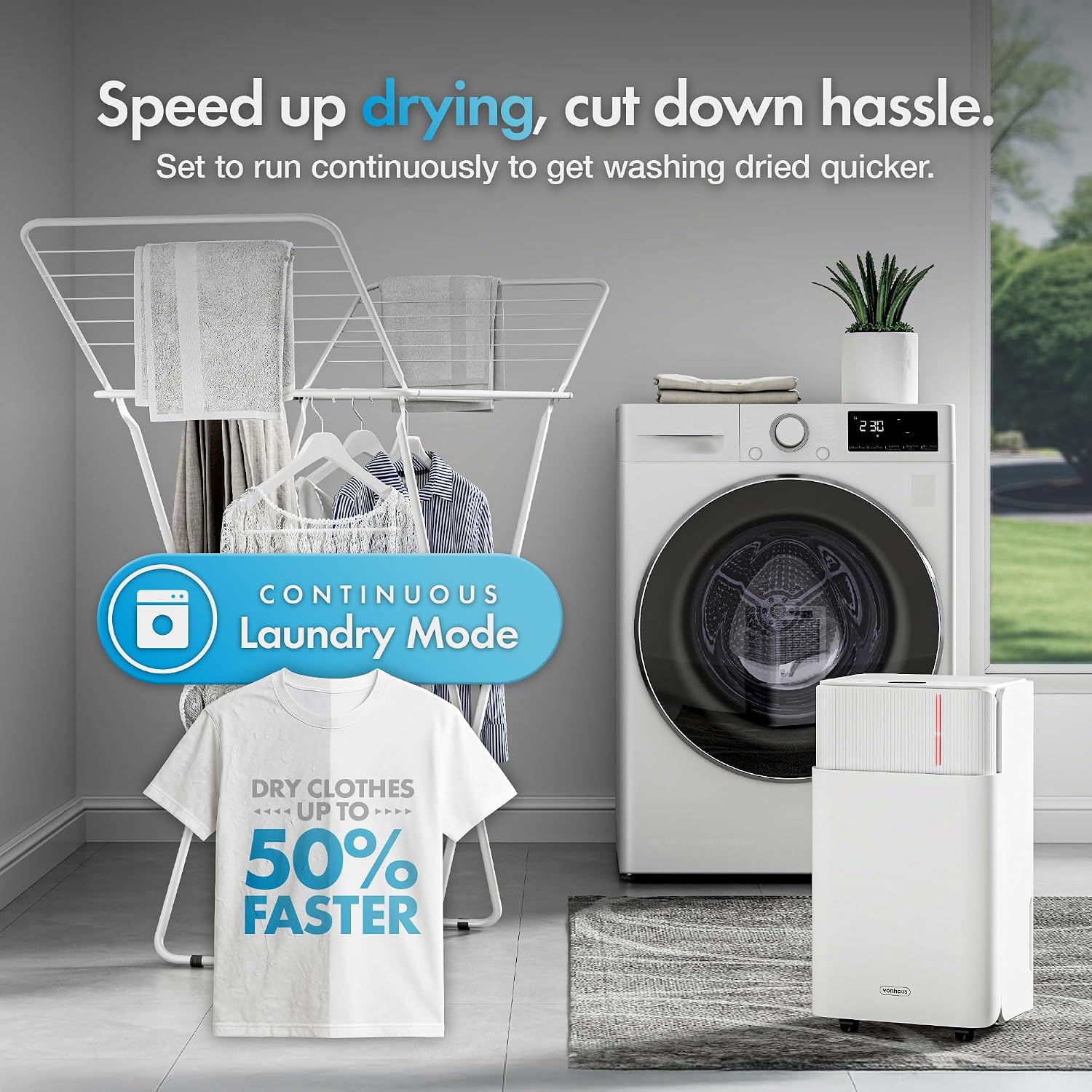 VonHaus Dehumidifier 12L/Day, 2L Water Tank – Moisture Extraction Machine For Damp, Condensation, Laundry/Clothes Drying, Prevents Mould & Smells – For Home, Bedroom, Utility Room & More