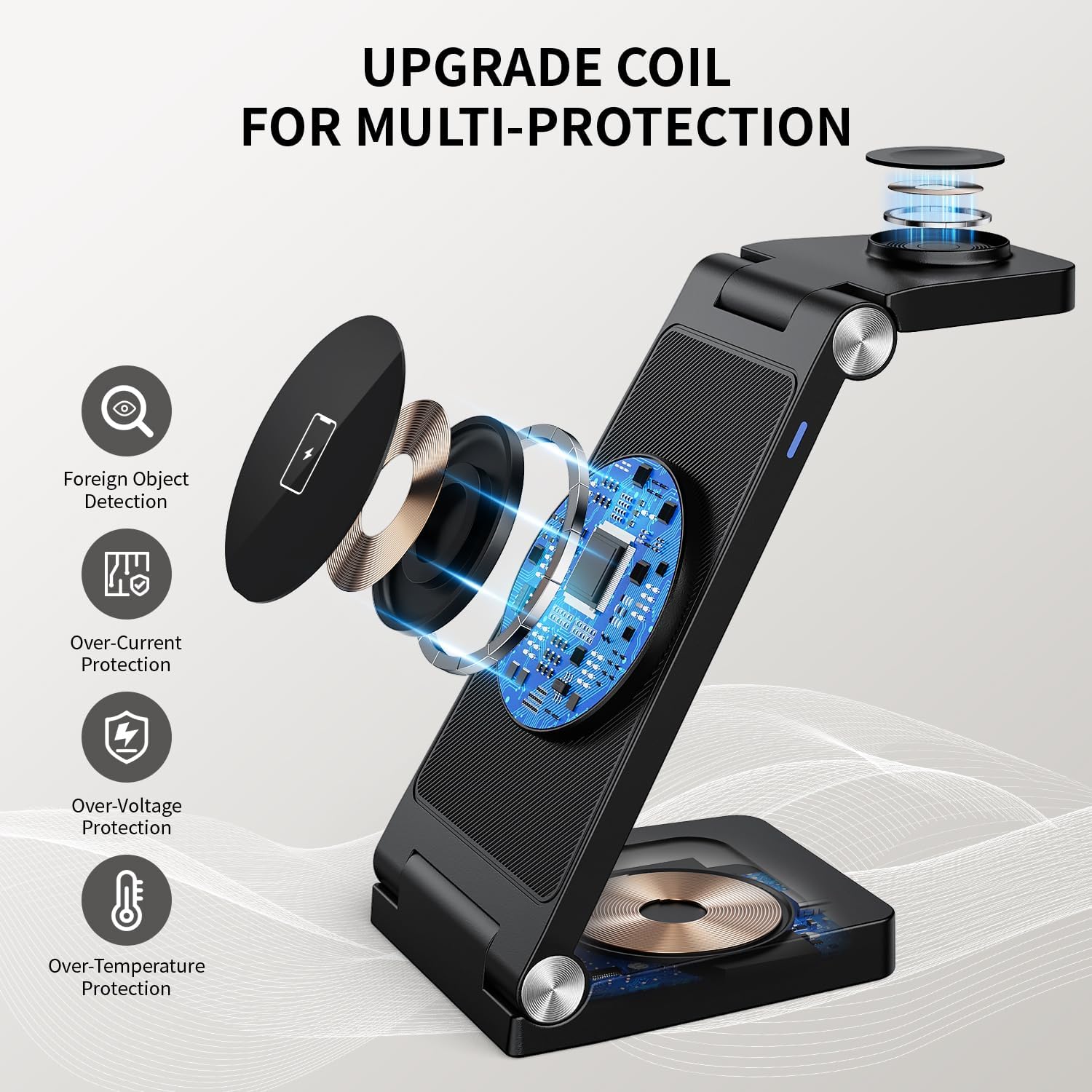 WSKEN Qi 3 in 1 Fast Wireless Charger Foldable Magnetic Charging Station