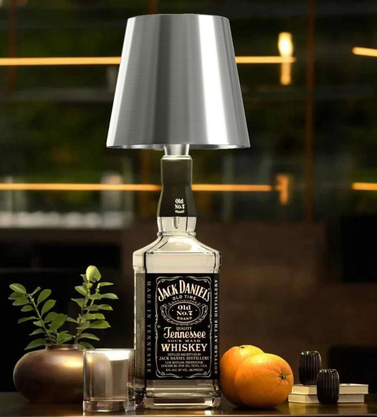Wireless LED Wine Bottle Lamp, 3 Color Rechargeable Led Wine Bottle Lights for Bars Restaurants (Silver)