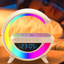 Wireless Speaker Charger, G Shaped LED Wireless Table Speaker Atmosphere Night Light Wireless Charger Led Alarm Clock Dimmable Ambient Light LED Wireless Charging Speaker for Office Bedroom (UK Import)