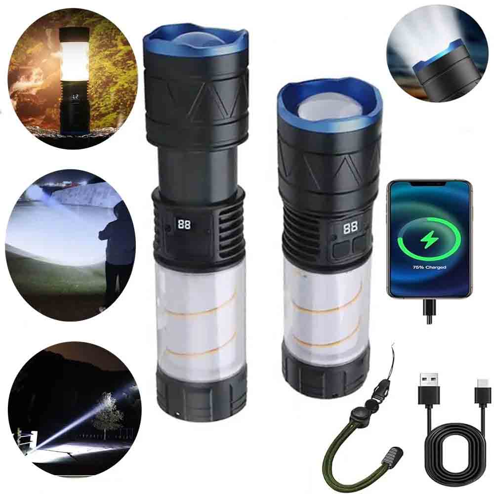 Zoomable USB Rechargeable Long Distance Flashlight and  Lamp