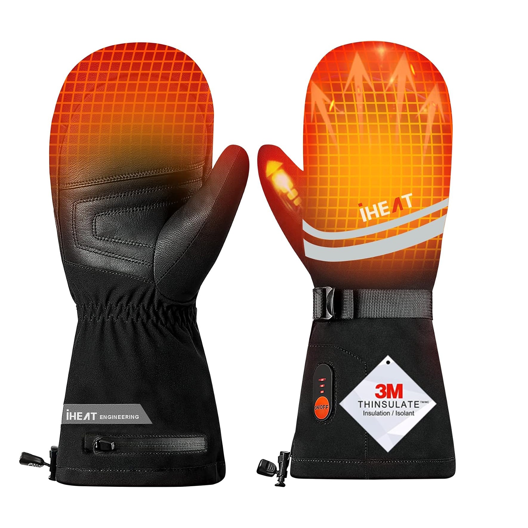 iHEAT Heated Mittens Glove for Men Women, Heated Gloves 7.4V Electric Rechargeable Battery Gloves (M)