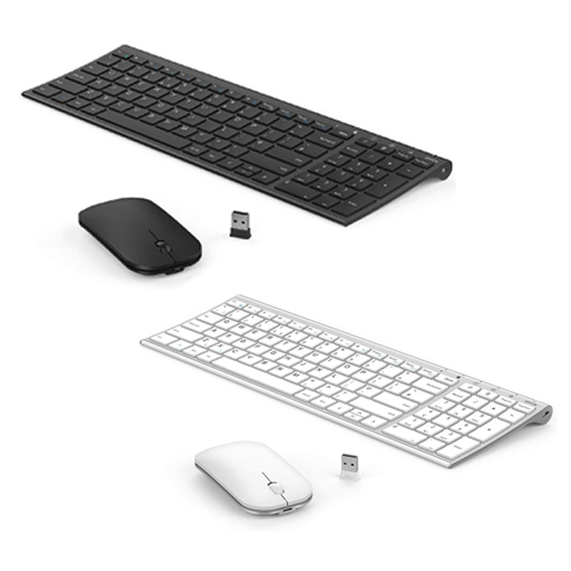 Seenda WGJP-031B Wireless Keyboard Mouse Set, Ultra Thin Compact Rechargeable Aluminum Silent Computer Keyboard & Mouse Combo UK QWERTY Layout for Office, Home, Business