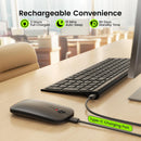 Seenda WGJP-031B Wireless Keyboard Mouse Set, Ultra Thin Compact Rechargeable Aluminum Silent Computer Keyboard & Mouse Combo UK QWERTY Layout for Office, Home, Business