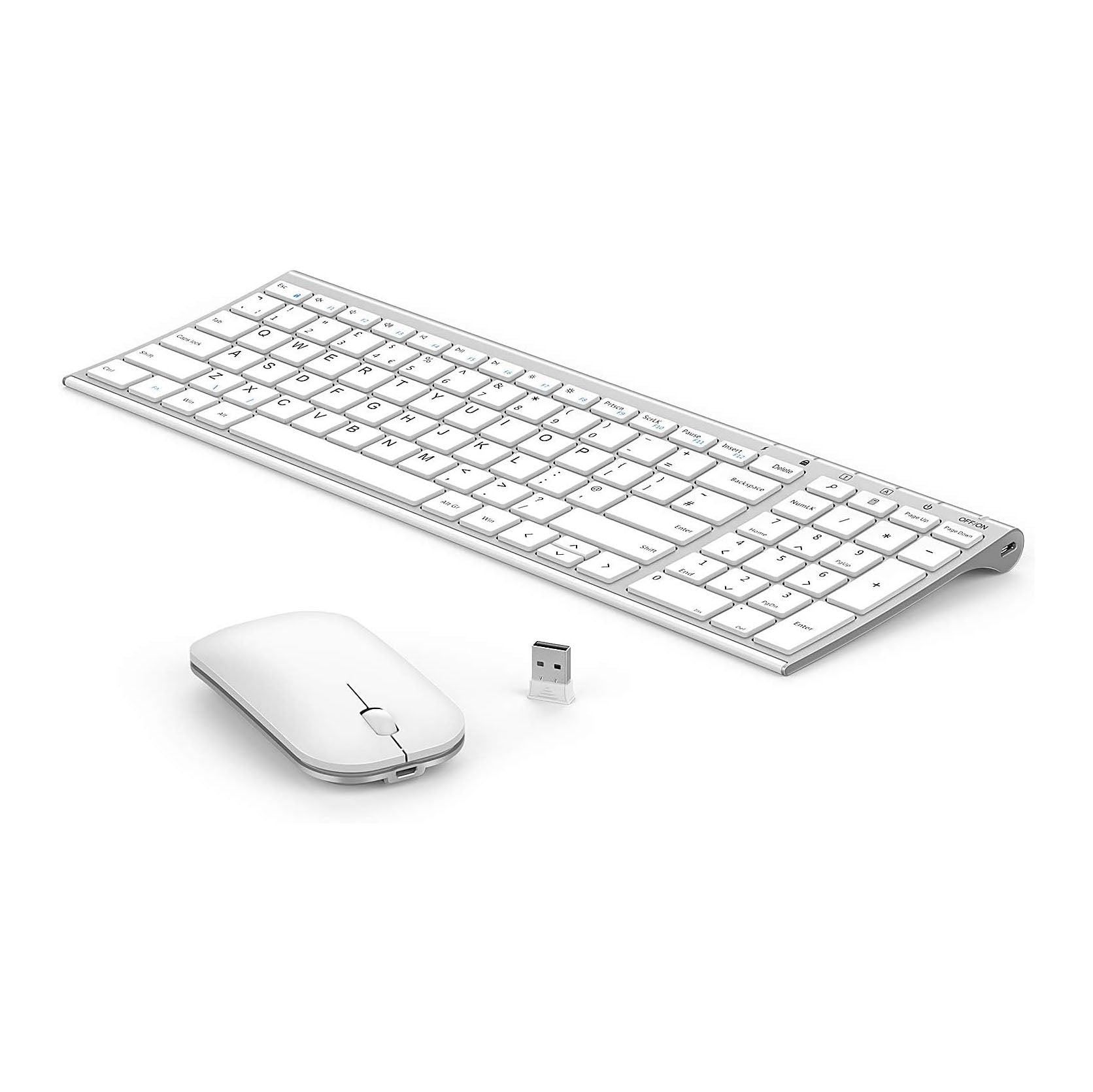 Seenda WGJP-031B Wireless Keyboard Mouse Set, Ultra Thin Compact Rechargeable Aluminum Silent Computer Keyboard & Mouse Combo UK QWERTY Layout for Office, Home, Business